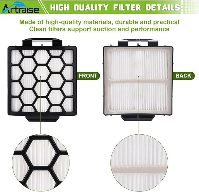 Artraise Filter Replacement for Shark NV255 NV251 NV151 ZU62 ZU60 ZU51 Navigator Zero-M Self-Cleaning Brushroll Pet Pro Vacuum, Part #1238FT60 & 1239FT60, 2 HEPA Filters 6 Foam 6 Felt Kit (Black) - AquaVibe