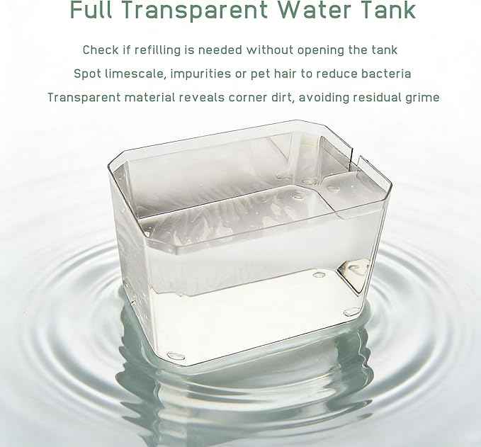 Plastic Cat Water Fountains Transparent and Visible Tank,50.7Oz/1.5L Cat and Dog Drinking Bowl Water Foutain Indoor Easy to Clean Small Pet Water Fountain with Quiet Pump White