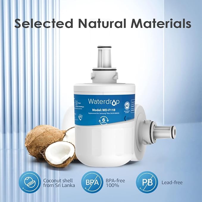 Waterdrop Replacement for Samsung DA29-00003G, DA29-00003B, DA29-00003A, Aqua-Pure Plus, HAFCU1, RFG237AARS, FMS-1, RS22HDHPNSR, RSG257AARS, WSS-1 Refrigerator Water Filter, 3 Filters