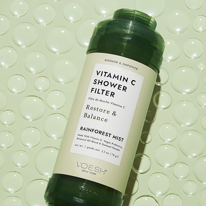 VOESH Vitamin C Shower Filter, Rainforest Mist, Shower Aromatherapy, Water Purifier, Water Softener, Vegan Probiotics, Spa Shower Head, Water Filter, Shower Self-Care