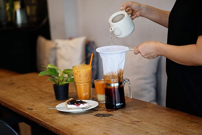 Traditional Thai Style Tea Filter Stainless Steel Size 3 Inches Friendly Using & Durable, Compatible with All Tea Types, Includes Coffee Strainer & Colador de Café