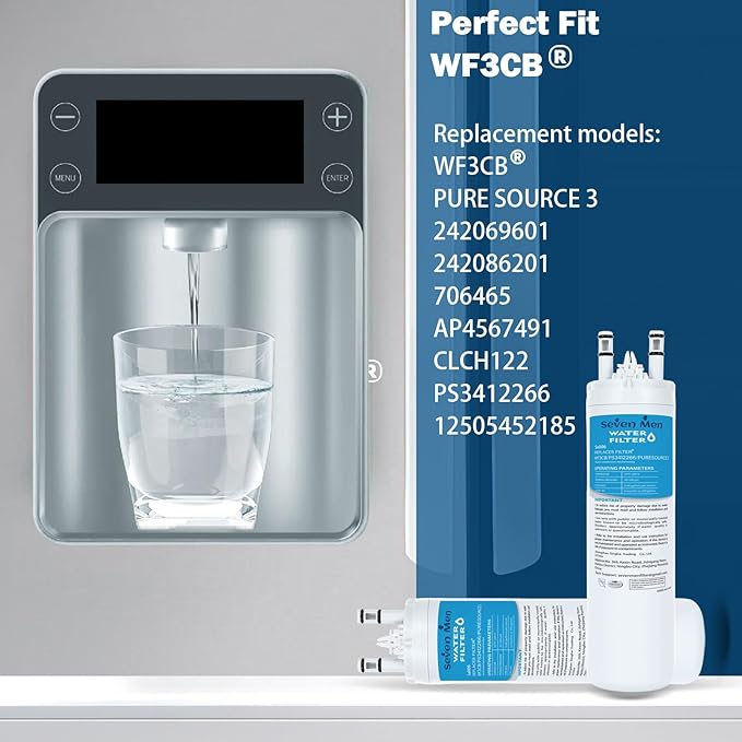 WF3CB Water Filter Replacement, Compatible with Frigidaire WF3CB, Pure Source 3, 706465, 242069601, 242086201, WF425 (2 Pack)