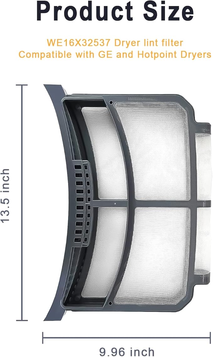 WE16X32537 WE16X2959 GE Dryer Lint Filter Trap Screen for GE Clothes Dryer, Dryer Lint Strainer WE16X32537 WE16X29597 AP7205579 - AquaVibe