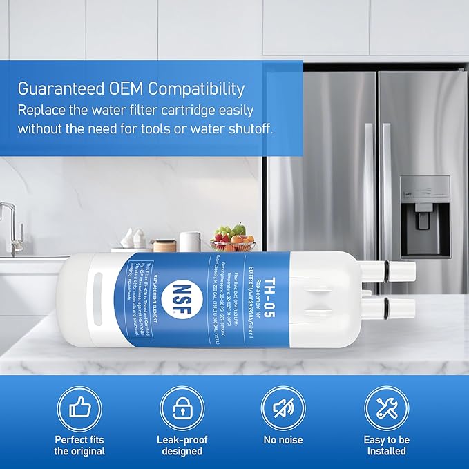 EDR1RXD1 Water Filter 1 Replacement, Compatible with WRS315SDHZ, WRS571CIHZ, WRS555SIHZ, WSF26C3EXF, WRS325SDHZ, WRF560SEHZ, WRF560SEHB, WRF560SEHW, WRF560SEHV, WRS555SIHW, WRS555SIHV, 1 Pack
