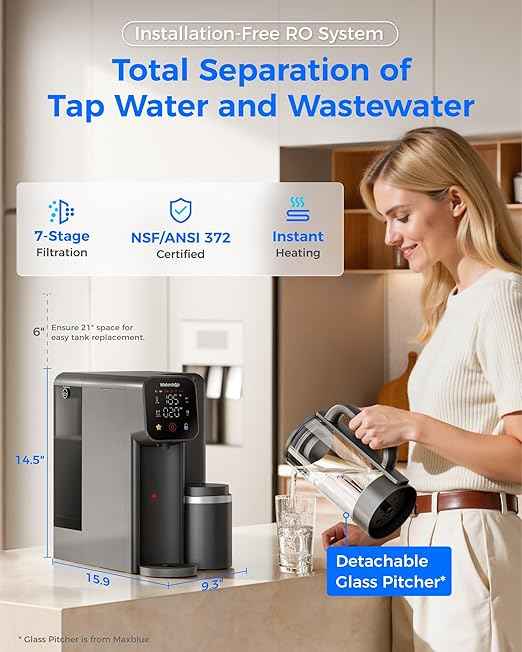 Waterdrop WD-M6H Instant Hot Reverse Osmosis System Countertop Water Filter with CT01 Countertop Water Filter System, Hot and Cold Water Dispenser with Multi-Stage Filtration