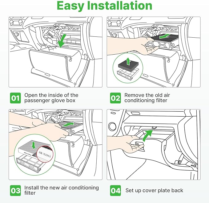 2-Pcs Cabin Air Filter for GMC Sierra 19-26, Chevrolet Silverado 19-26, Equinox 18-24, Suburban Tahoe Yukon 21-26, Cadillac Escalade 21-26 Car Replacement for CF11966 Automotive Accessories