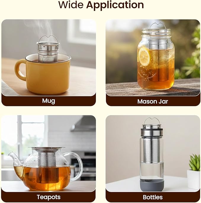 Lexlion Water Bottle Tea Infuser for Loose Leaf Brewing – Reusable & Portable Stainless Steel Filter for Fruit, Coffee, Iced, Herbal, and Black Blends – Round Strainer