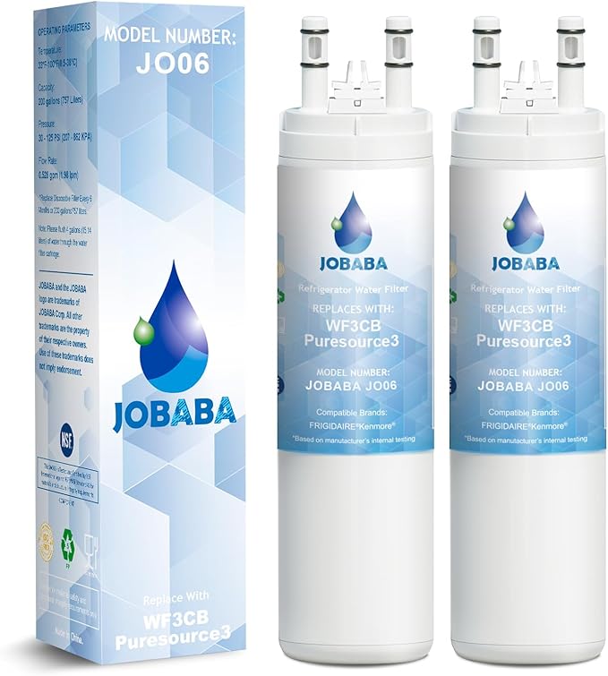 WF3CB Water Filter Replacement - Compatible with Frigidaire WF3CB, PureSource 3, 706465, 242086201, 242069601, PS3412266, AP4567491 Water Filter Replacement, Height 9 Inches, 2 Pack - AquaVibe