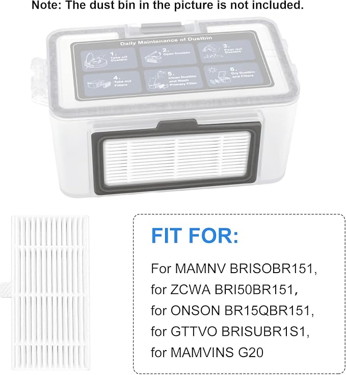 Filters For MAMNV BR150/BR151 For ZCWA BR150/BR151 For ONSON BR150/BR151 For GTTVO BR150/BR151 Robot Vacuum Cleaner, Vacuum Cleaner Filters Replacement Kits(10PCS) - AquaVibe