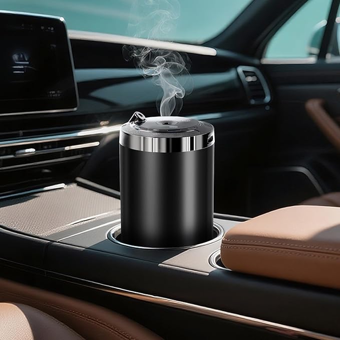 Smart Car Air Fresheners, Essential Oil Car Diffuser with 50ml Perfume and Starry Sky Projection, 5 Mode Adjustable Rechargeable Aroma Diffuser, for Home Office Driving (Cologne)