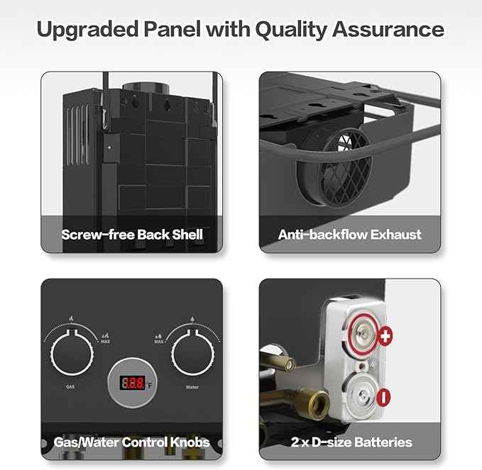 Propane Water Heater, 1.58GPM 6L Portable Tankless Water Heater with Handle & Overheating Protection, Propane Gas, Instant Hot Water for RV Camping, Outdoor Shower (BLACK)