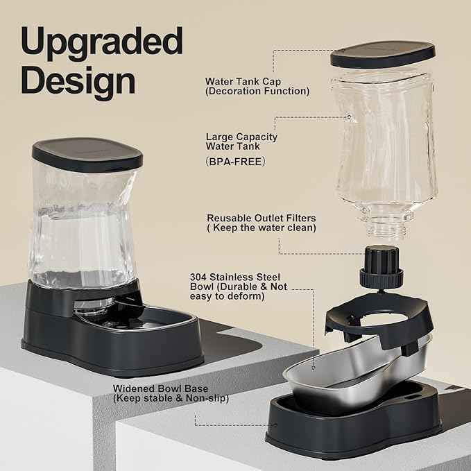 Gardner Pet Automatic Dog Water Dispenser Gravity Stainless Steel Water Waterer Feeder, 100% BPA-Free Large Capacity Water Feeding Bowls for Medium & Large-Sized Dogs,Cats, Other Pets -(2.1 Gallons)