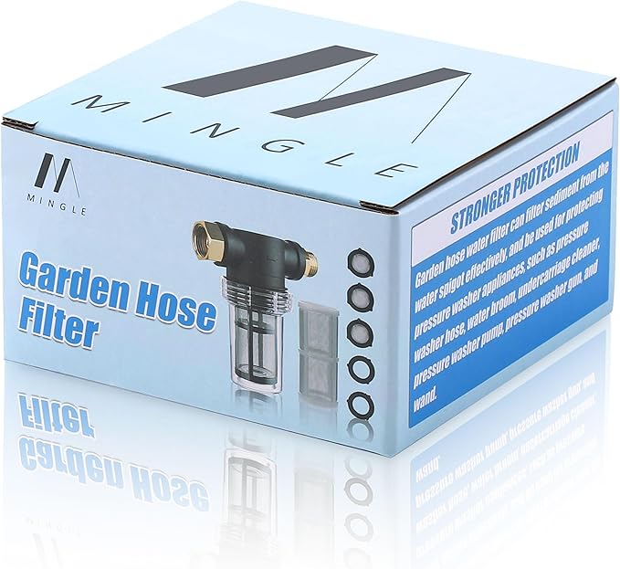 M MINGLE Garden Hose Filter for Pressure Washer inlet Water, Inline Filter for Sediment, 40 Mesh Screen, Extra 100 Mesh - AquaVibe