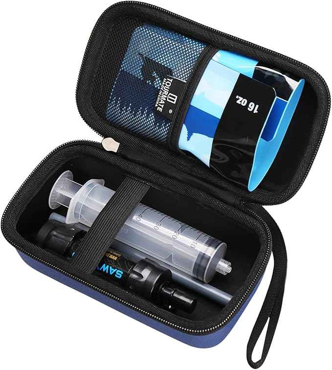 Water Filter for Sawyer Products Mini Water Filtration System, Protective Carrying for Drinking Straw, Squeeze Pouch and Other Accessories (Blue)