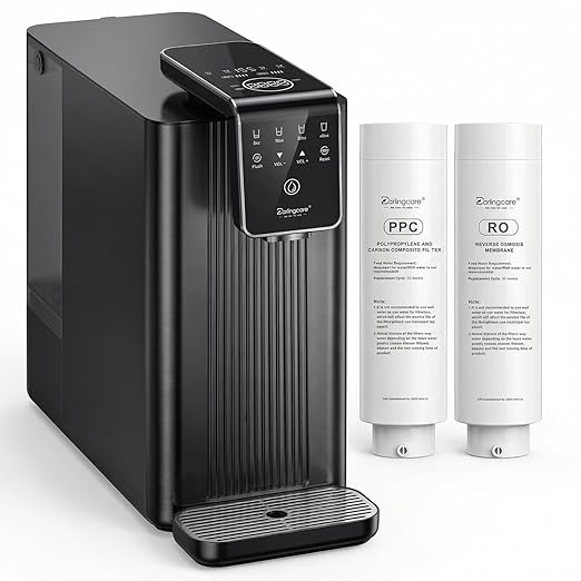 Reverse Osmosis Water Filter Countertop : 6-Stage Reverse Osmosis System with UV TDS Monitor 3:1 Pure to Drain Darlingcare Water Purifier for Kitchen Office Home (Grey)