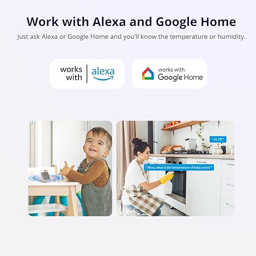SONOFF Zigbee Indoor Temperature Humidity Sensor, SNZB-02D LCD Wireless Smart Thermometer Hygrometer, Compatible with Alexa & Google Home for Remote Monitoring and Home Automation, 2-Pack