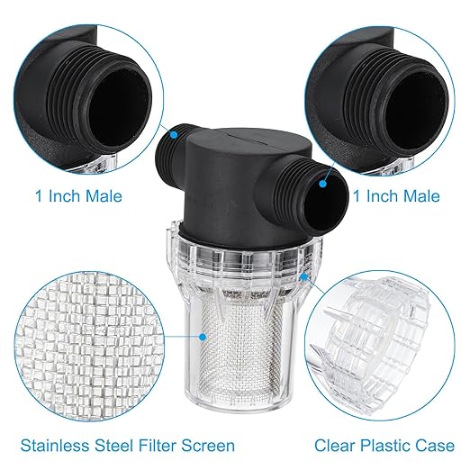 PATIKIL 1 Inch Male in-Line Strainer with 20 Mesh Stainless Steel Filter Screen Water Pump Filter for Garden Irrigation Pressure Washer Inlet