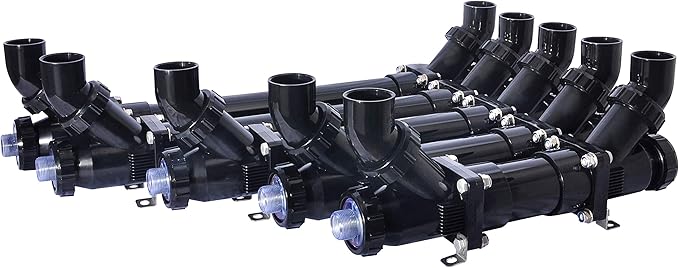 LIFEGARD Aquatics 25-Watt Pro-MAX High Output UV Sterilizer for Aquariums – Black 3" Diameter Housing – Flow-Through Design, White Internal Reflective Protective Sleeve