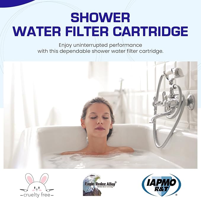 Crystal Quest Shower Filter Replacement Cartridge - Removes Chlorine and Contaminants for Cleaner Water - Durable BPA-Free - Built in the USA - Fits Crystal Quest Shower Filters [Pack of 2]