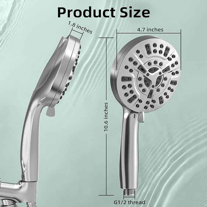 High Pressure Filtered Shower Head with Handheld, 9 Spray Modes 4.7" Shower Head, 59" long hose, 10 Layers Filter for Hard Water, Remove Chlorine, Adjustable Bracket, Chrome