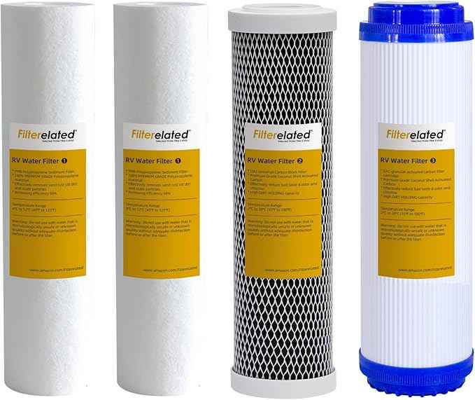 3-Stage RV Water Filter Replacement for Standard 10" Housing, 1/5/1 Micron, Includes 2X Melt Blown PP, 1x Carbon Block, 1x GAC Filter Cartridges, RV Camper Water Purification System