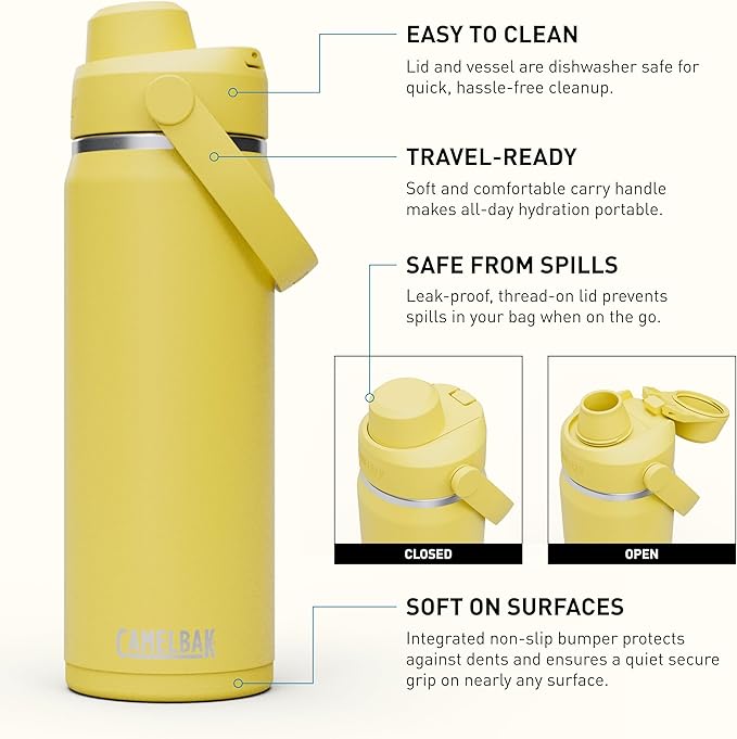 CamelBak Thrive Chug Insulated Stainless Steel Water Bottle Yellow Bloom, 20oz