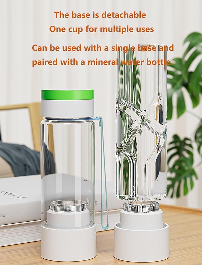 Smart Rechargeable PEM Hydrogen Water Bottle Generator, 450ml Portable Hydrogen Water Machine, Tritan Electric Water Purifier Bottlep for Travel, Office & Fitness Black