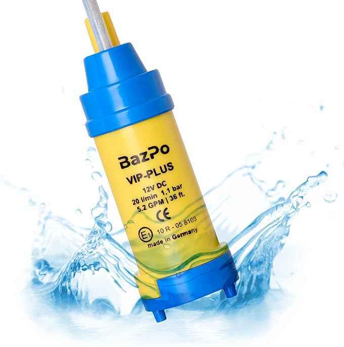 12V Submersible Water Pump - German Made (5.2GPM / 36ft.) | Portable RV Water Pump - Works with Electric Switch in 12V Faucets | 12 Volt Small Water Transfer Pump for Camper, Marine