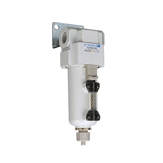 PneumaticPlus SAFM300-N03B-MEP Compressed Air Coalescing Filter, 0.1 Micron, 3/8" NPT - Metal Bowl, Manual Drain, Bracket - AquaVibe