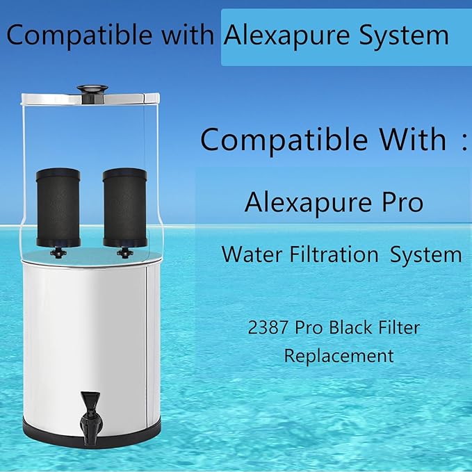 2387 Filter Replacement Compatible with Alexapure Water Filter Replacement, for Alexapure 2387 Pro Water Filtration System Black - 4 Pack