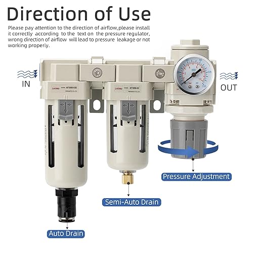 Air Filter Dryer 3/8 NPT Auto Drain+Semi-Auto Drain-Double Air Filters,Air Pressure Regulator,Air Compressor Water Separator(0-150PSI) - AquaVibe
