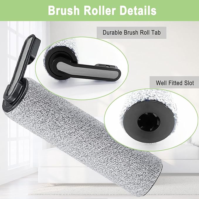Brush and Filters Replacement Parts Accessories Compatible for Tineco Floor ONE S5/Floor One S5 Pro Cordless Vacuum Cleaner, 4 Roller Brushes, 4 Filters - AquaVibe