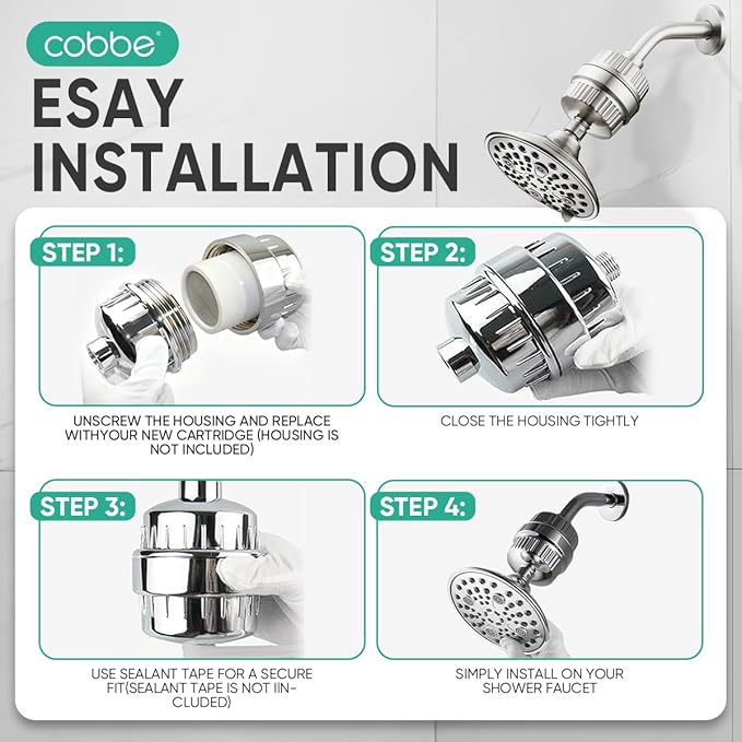 Cobbe HD HEAVY DUTY High Output Shower Filter – 99% REMOVAL Shower Head Filter for Hard Water, Heavy Metals, Chlorine and Harmful Substance, Improve your skin and hair, Brushed Nickel