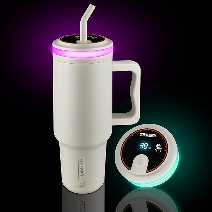 Smart Water Bottle Reminder to Drink Water,USB-C Rechargeable,40oz,Insulated Stainless Steel，Ideal Gift for Valentine‘s Day(Cream)