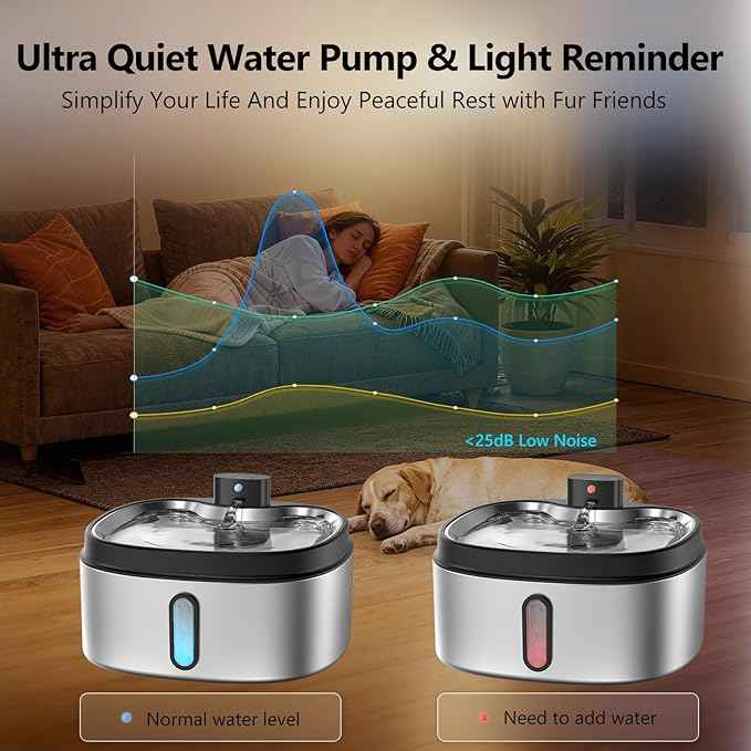 Wireless Cat/Dog Water Fountain 7L/1.8Gal with Silicone Mat & 3 Set Filters, DRLWXYSBattery Operated Cordless Automatic Pet Water Dispenser for Multi-cats and Small to Large Dogs with Ultra Quiet Pump