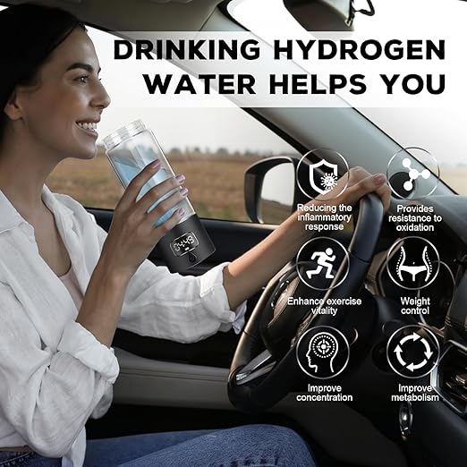 Hydrogen Water Bottle Generator with 4th Generation SPE/PEM Technology, Portable Hydrogen Water Ionizer Machine, Birthday,Xmas Gift for Husband,Wife,Lovers,Friends,Travel (Black, 9.05in*Φ2.64in)