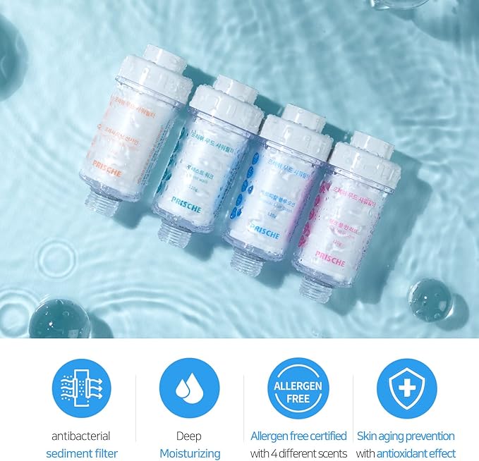 HubiCare Shower Infuser - Vitamin C Shower Filter, Hard Water Softener, Water Purifying, Chlorine & Fluoride Shower Filter, Head with Beads, Helps Dry Skin & Hair Loss (Fresh Morning Sunshine Refill)