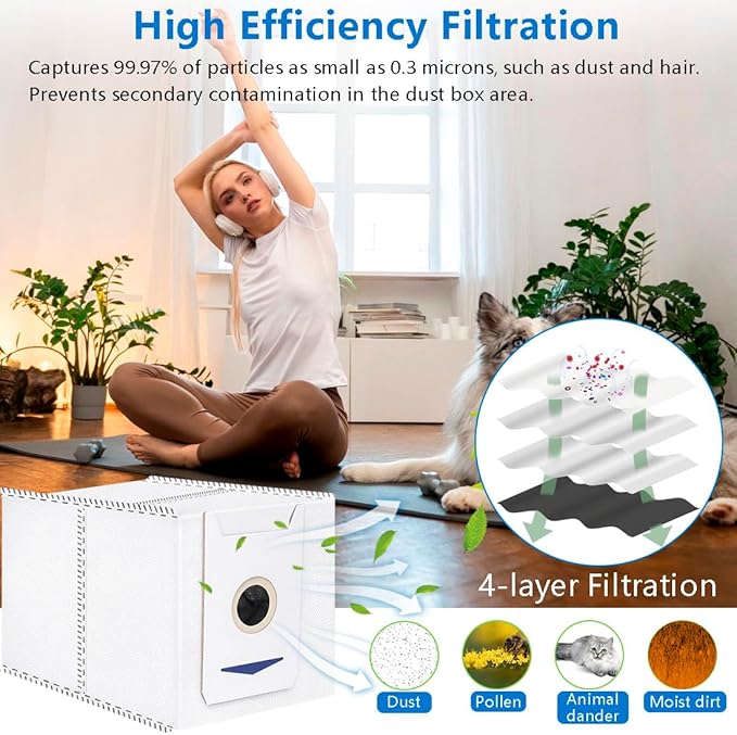 21 Pack Replacement Parts for Yeedi M12 PRO+ Robot Vacuum Accessories Kit, Cleaner Inclue 1 V-shaped Brush, 6 Side Brushes, 6 Dust Bags, 4 Hepa Filters, 4 Mop Pads, 1 Clean Tool - AquaVibe