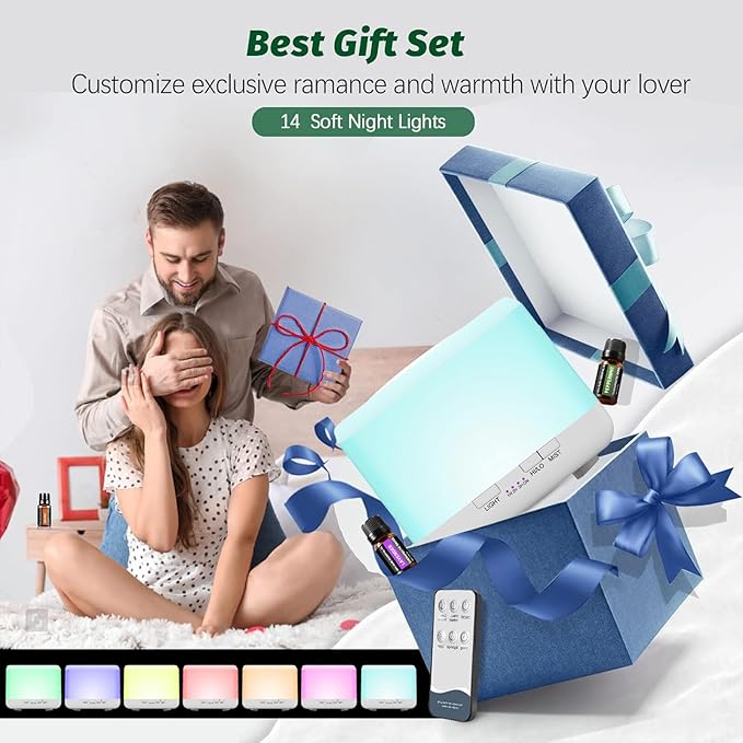 600ml Essential Oil Diffuser White Cute Humidifier with Adjustable Mist Mode,Auto Off,7-Colors Night lignts 3 in 1 Portable Aroma Diffuser for Bedroom/Office/Home
