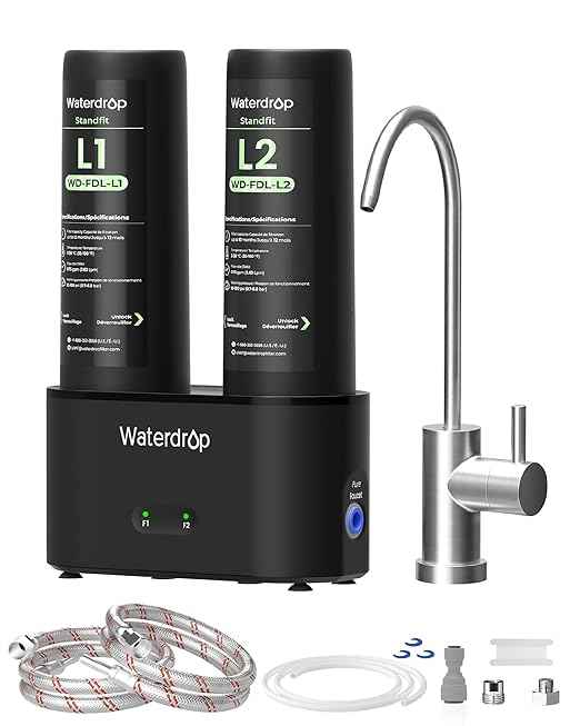Waterdrop DLG-L Under Sink Water Filter System, 𝐈𝐧𝐧𝐨𝐯𝐚𝐭𝐢𝐯𝐞 𝐃𝐮𝐚𝐥 𝐅𝐢𝐥𝐭𝐞𝐫𝐞𝐝 𝐅𝐥𝐨𝐰𝐬, Reduces Lead Chlorine Chloramine Bad Taste, with Separate Faucet, Life Indicator - AquaVibe