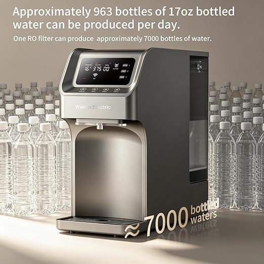 Waken Electric Reverse Osmosis Water Filter Countertop, UV Water Filtration System, 8-Stage RO Filtration Real Time TDS Display, BPA Free, PFAS, Lead & TDS Reduction (Platinum Grey)