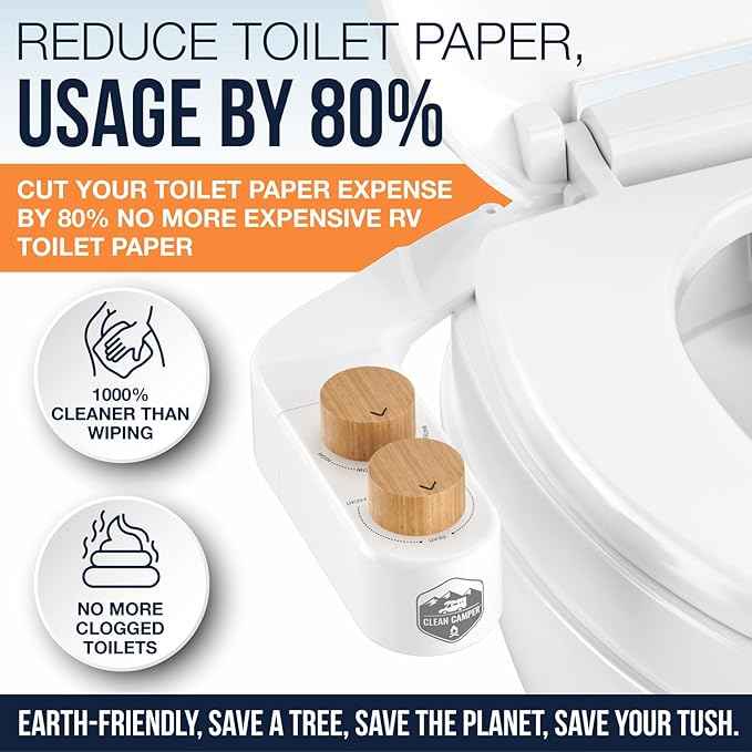 RV Bidet – Only Fits Thetford V, Thetford VI & SeaFlo Plastic Toilets – Not for Porcelain RV Toilets– Easy Install, Front & Rear Spray, Saves 80% TP – Best RV Bathroom Upgrade