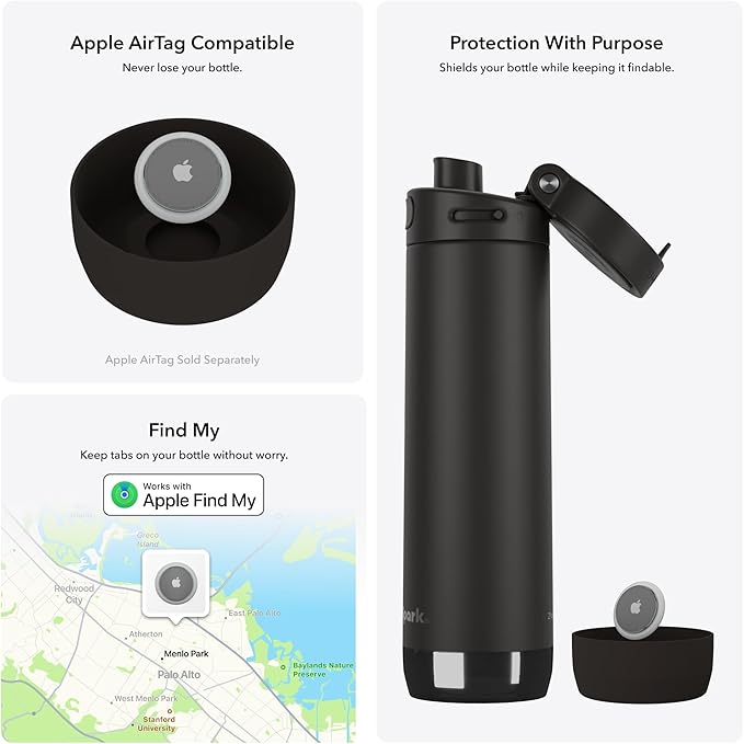 HidrateSpark PRO 2 21 oz Smart Ready Water Bottle with Silicone Boot - Chug Black