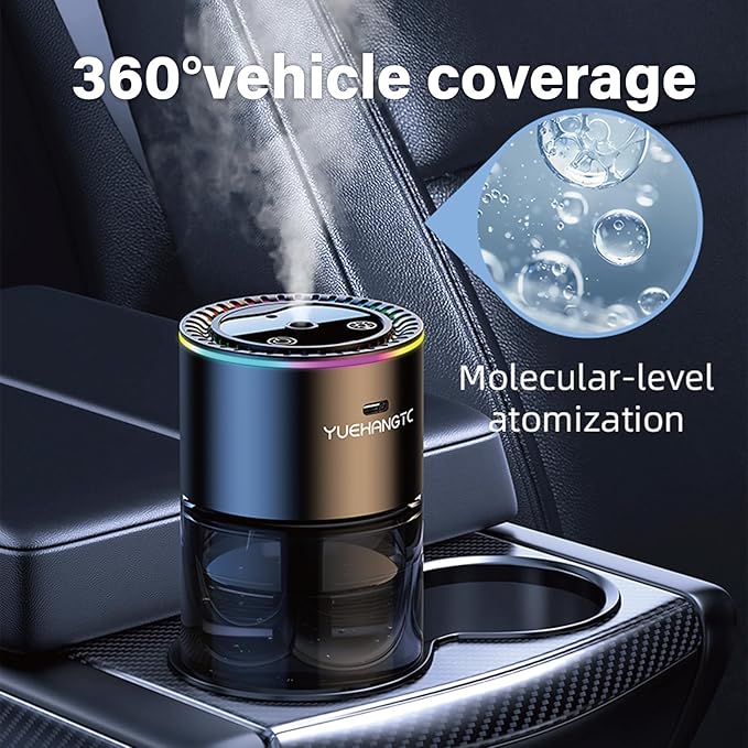 Smart Car Air Freshener for Men, Car Diffuser with 180ml Large Volume for 7 Months, Auto On/Off & 3 Adjustable Modes, RGB Music Syncing Light, Perfect for car, Bedroom and Office (Cologne)