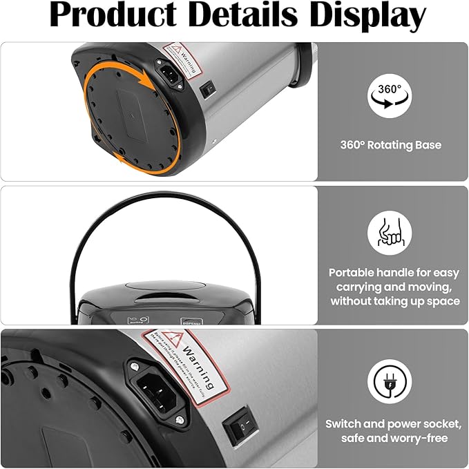 Electric Hot Water Urn Pot Dispenser 4L (135 Oz), Electric Hot Water Boiler and Warmer Anti-dry Burn Protection, Rotating Base, Instant Auto Boiler and Warmer, for Tea & Coffee (Black)