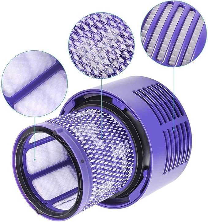 Leadaybetter 4pack Washable Hepa Filter Replacements for Dyson V10 SV12 Cordless Vacuum Cyclone Animal Absolute Total Clean Cordless Vacuum Cleaner, Replace # DY-969082-01 - AquaVibe