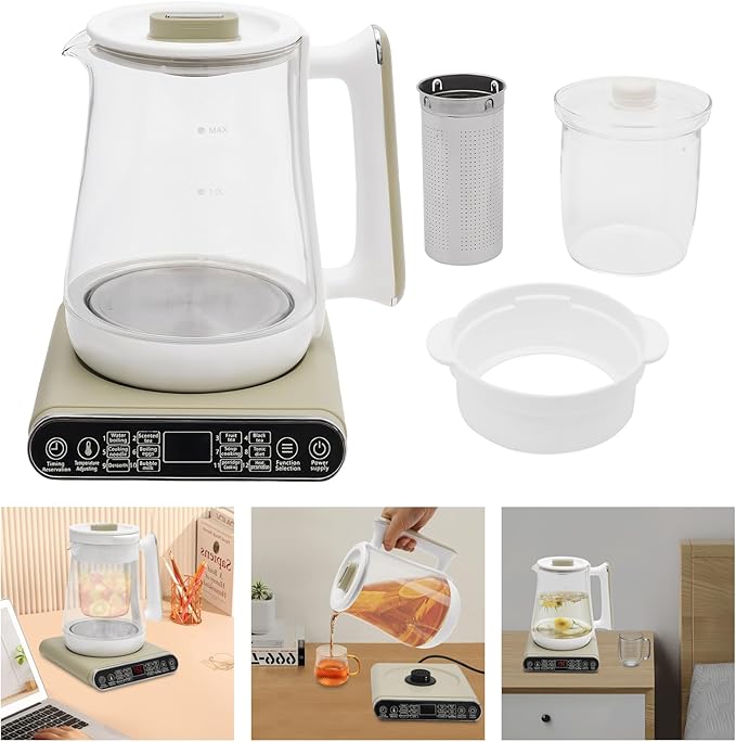 Electric Kettle Tea Maker with Filter & Stew Pot, Multi-Function Electric Tea Kettle for Boiling Water, Stainless Steel Electric Health Kettle, Portable Hot Water Kettle forCoffee Soup