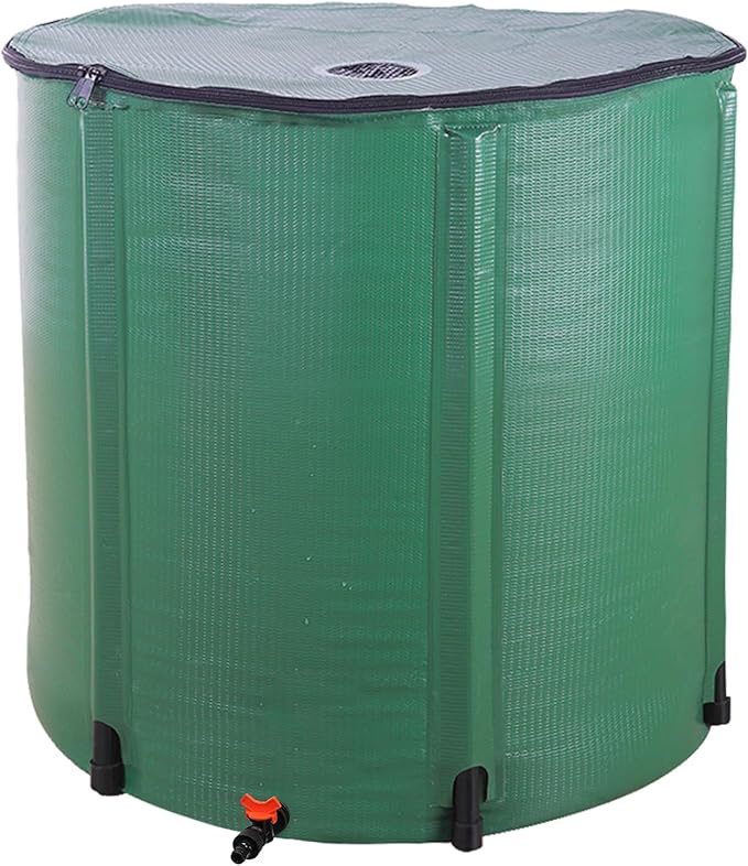 200 Gallon Collapsible Rain Barrel, Portable Water Storage Tank, Foldable Rainwater Collect System Downspout, Water Catcher Container with Filter, Spigots Overflow Kit (Green, 200 Gallon)