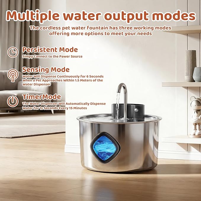 Pet Water Fountain Pump Replacement - Quiet Operation, High Efficiency - Compatible with 2.2L/3L/3.2L/3.5L Stainless Steel Cat & Dog Water Fountains