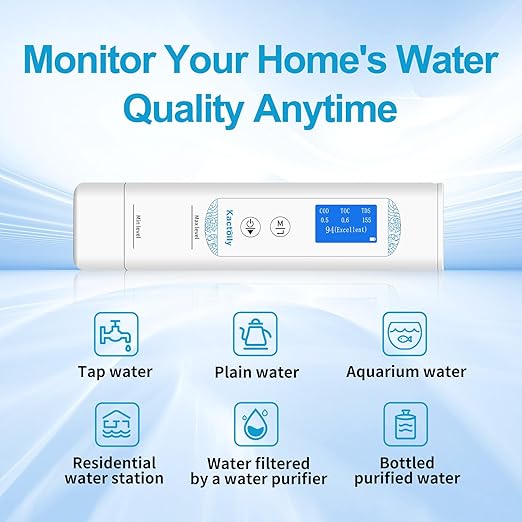6 in 1 Digital Water Tester for Drinking Water, Lab Grade TOC/COD/EC/UV275/Temp/TDS Meter Digital Water Tester and Calibration Solution for Home, RV, Camping, Well, Tap Water